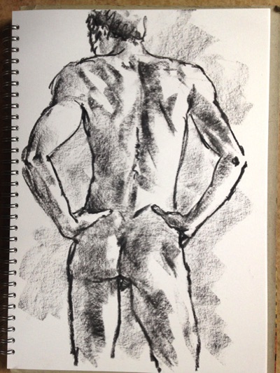 male nude charcoal drawing