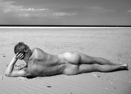 naked man on beach