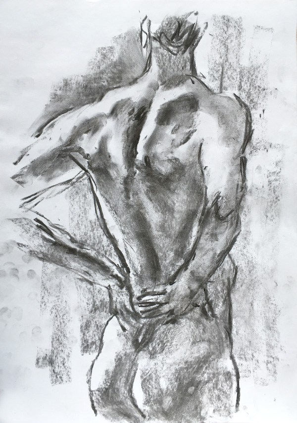charcoal male nude