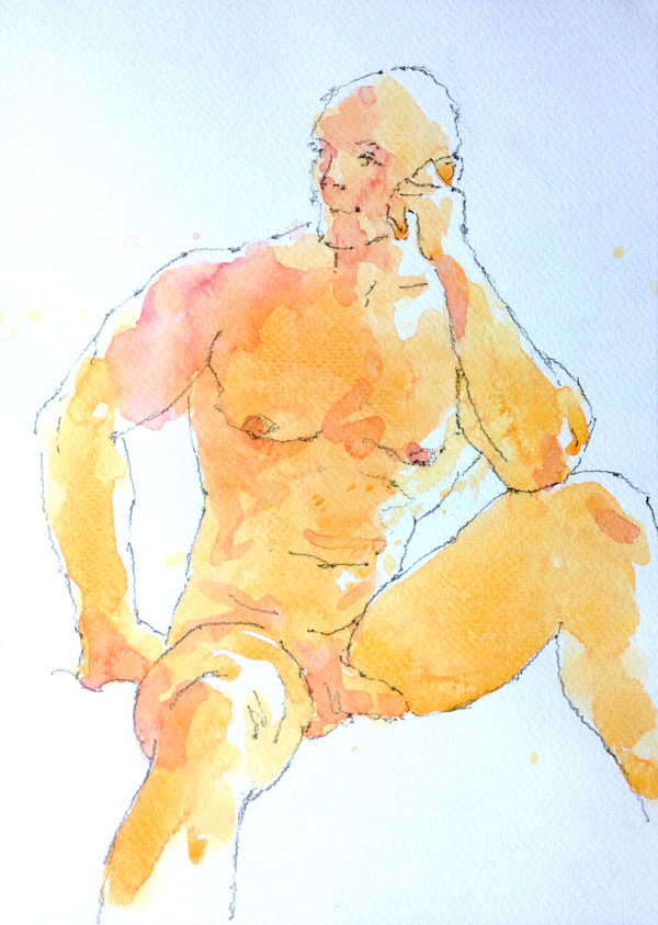 male bottom watercolour