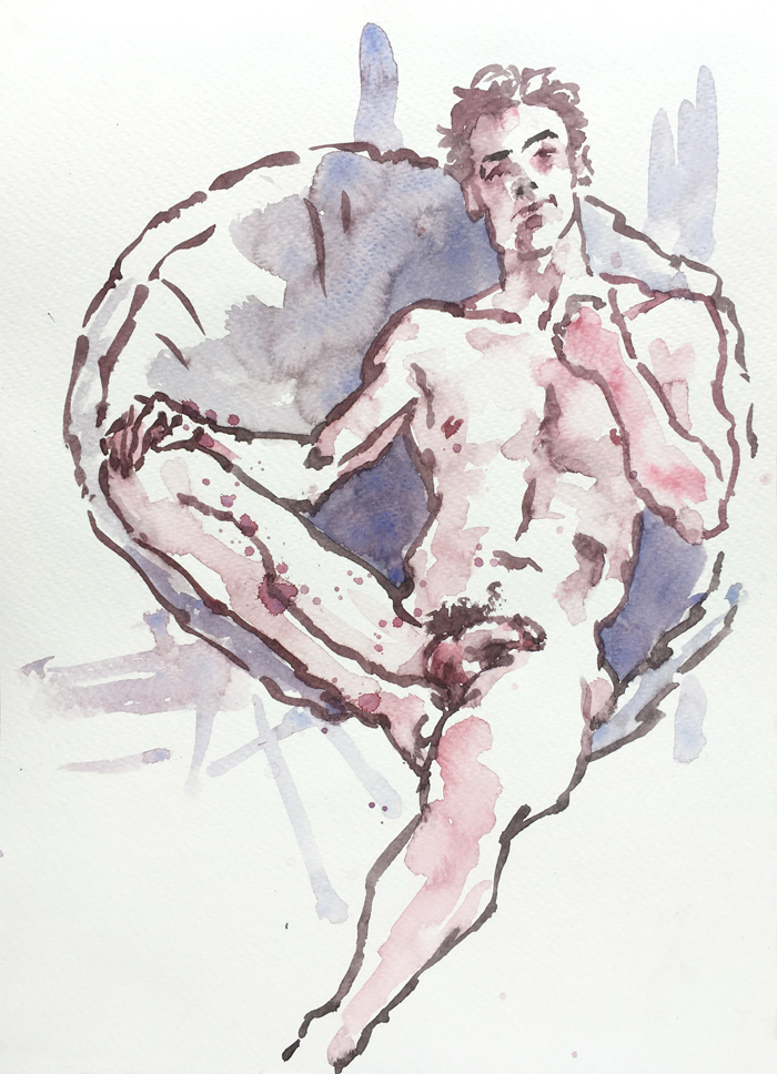 male bottom watercolour