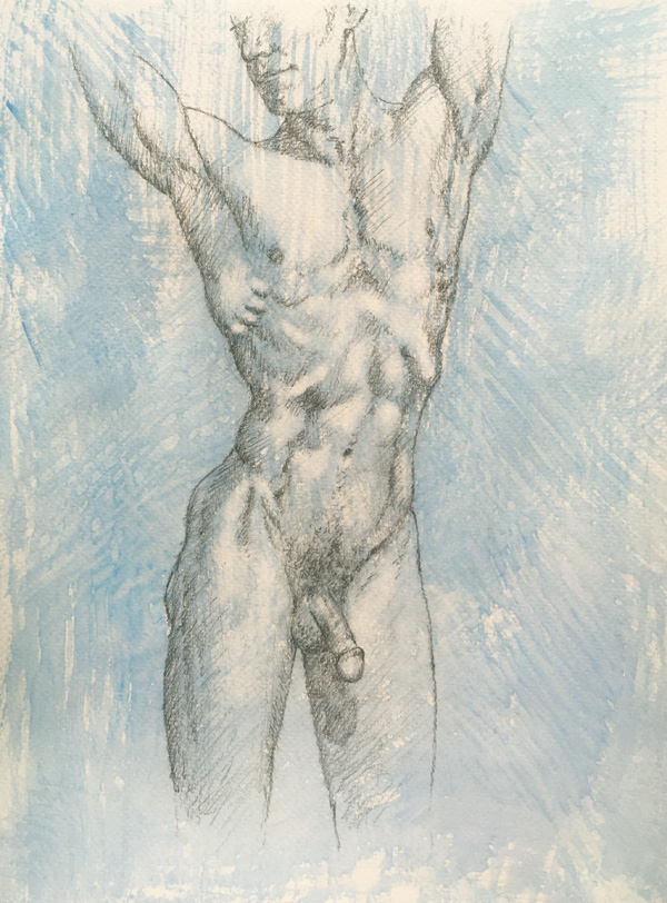 nude man watercolour