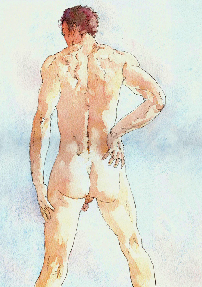 sexy nude man watercolour